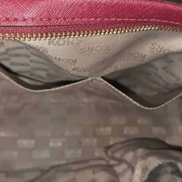 Michael Kors Red SANDRINE STUDDED SATCHEL - Picture 9 of 13